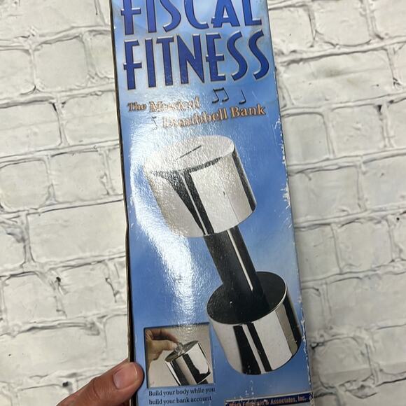 Vintage Deadstock Fiscal Fitness The Musical Dumbbell Bank NIB - Picture 4 of 4